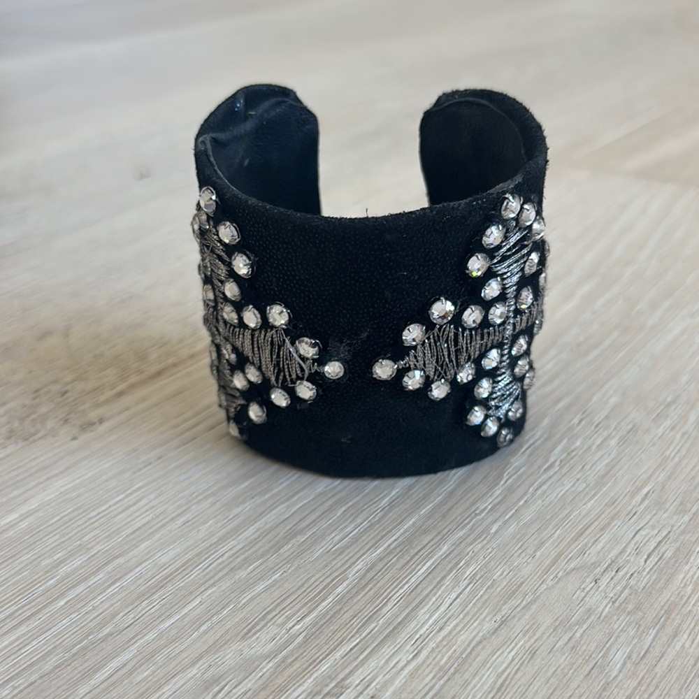 Black and Silver Embellished Cuff Bracelet